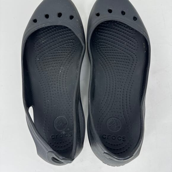 Crocs Kadee Shoes Ballet Flats Cutout Rounded Toe Slip On Black Womens Size 8 - Picture 5 of 8